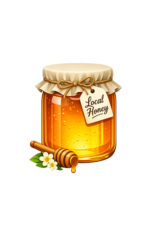 Jar of local Honey graphic designed honey jar