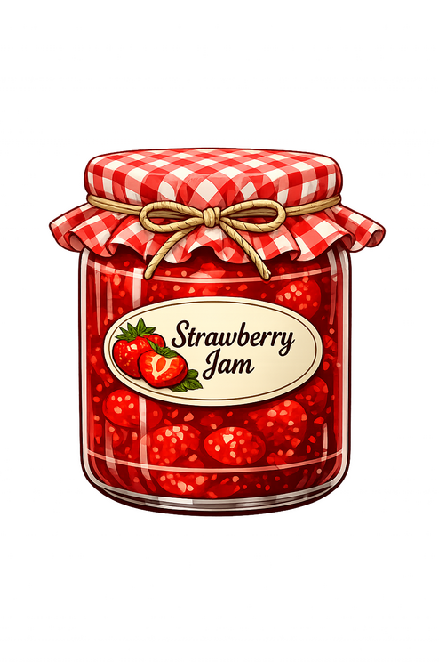 Jar of Home made Strawberry Jam graphic of jam jar